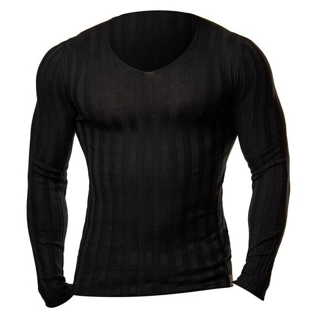 Knitted Tshirt Men Slim Fit Sweater Casual Tee Shirt Pullover V Neck Knitting T-shirt Fashion Solid Warm Top Plus Size 3XL 2018