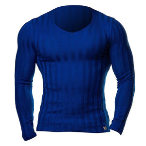 Knitted Tshirt Men Slim Fit Sweater Casual Tee Shirt Pullover V Neck Knitting T-shirt Fashion Solid Warm Top Plus Size 3XL 2018