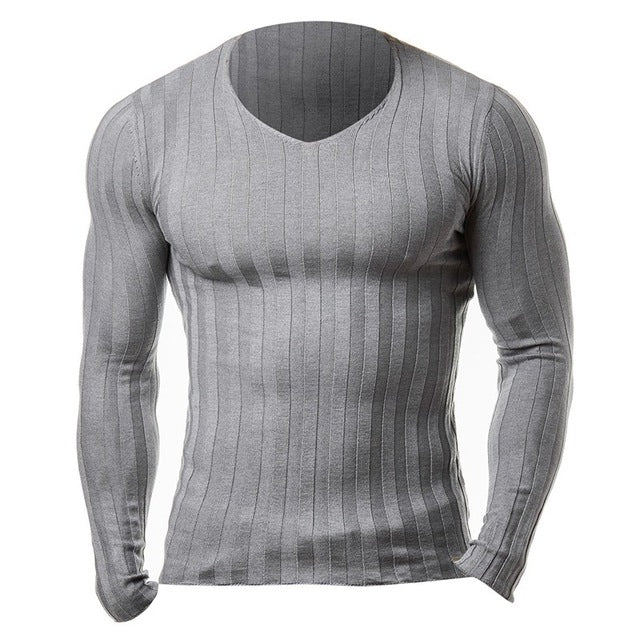 Knitted Tshirt Men Slim Fit Sweater Casual Tee Shirt Pullover V Neck Knitting T-shirt Fashion Solid Warm Top Plus Size 3XL 2018