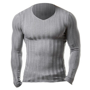 Knitted Tshirt Men Slim Fit Sweater Casual Tee Shirt Pullover V Neck Knitting T-shirt Fashion Solid Warm Top Plus Size 3XL 2018
