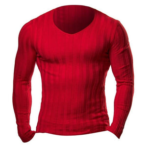 Knitted Tshirt Men Slim Fit Sweater Casual Tee Shirt Pullover V Neck Knitting T-shirt Fashion Solid Warm Top Plus Size 3XL 2018
