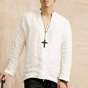 Men Tshirt Long Sleeve Solid Tee Shirts Autumn Spring Cotton Linen Fashion Loose Casual Leisure T-shirt Top Masculina Joggers