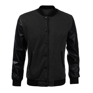 2018 Mens Autumn Fashion Slim Outwear Male Personalized Leather Stitching Casual Baseball Jacket Coat Bomber Windbreaker