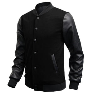 2018 Mens Autumn Fashion Slim Outwear Male Personalized Leather Stitching Casual Baseball Jacket Coat Bomber Windbreaker