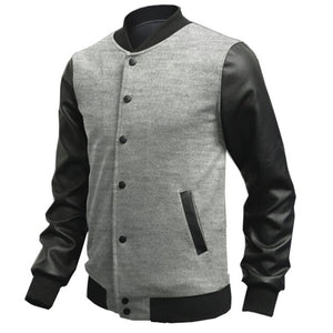 2018 Mens Autumn Fashion Slim Outwear Male Personalized Leather Stitching Casual Baseball Jacket Coat Bomber Windbreaker