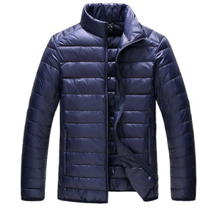 2018 Autumn Wintet Mens Stand Collar Duck Down Jakcet Light Thin Solid Casual Coat Men Outwear Ultralight Down Jackets Plus Size