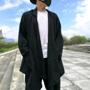 Hiphop Men's Cardigan Hoodie Cloak Long Sleeve Autumn Hoody Trench Casual Jacket Cape Coat Men Clothing Black New Coat NCERUN