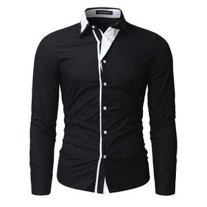 British Style Men's Dress Shirts Casual Shirts Long Sleeve Slim Fit Cotton Shirt Black White Classic Man Clothes Camisa Hombre