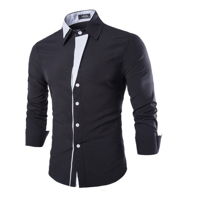 British Style Men's Dress Shirts Casual Shirts Long Sleeve Slim Fit Cotton Shirt Black White Classic Man Clothes Camisa Hombre