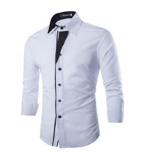 British Style Men's Dress Shirts Casual Shirts Long Sleeve Slim Fit Cotton Shirt Black White Classic Man Clothes Camisa Hombre