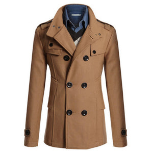 Classic Men's Coat Windbreaker Jacket Winter Casual Outwear Slim Fit Social Business Jackets Woolen Jackets Overcoat Trench Suit
