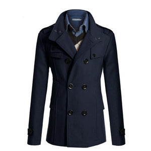 Classic Men's Coat Windbreaker Jacket Winter Casual Outwear Slim Fit Social Business Jackets Woolen Jackets Overcoat Trench Suit