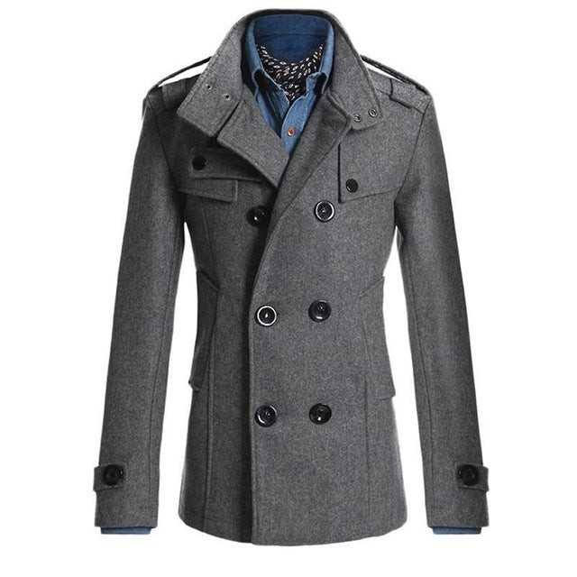 Classic Men's Coat Windbreaker Jacket Winter Casual Outwear Slim Fit Social Business Jackets Woolen Jackets Overcoat Trench Suit