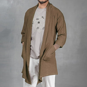 Hiphop Men's Trench Cardigan Long Sleeve Outwear Cardigan Cloak Irregular Hem Loose Pockets Hombre Coat Casual Jackets Masculino
