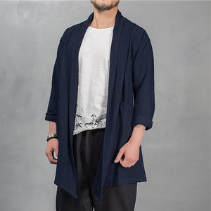 Hiphop Men's Trench Cardigan Long Sleeve Outwear Cardigan Cloak Irregular Hem Loose Pockets Hombre Coat Casual Jackets Masculino