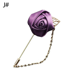 Mens Suit Shirt Pin Boutique Rose Golden Leaf Chain Brooch Pin